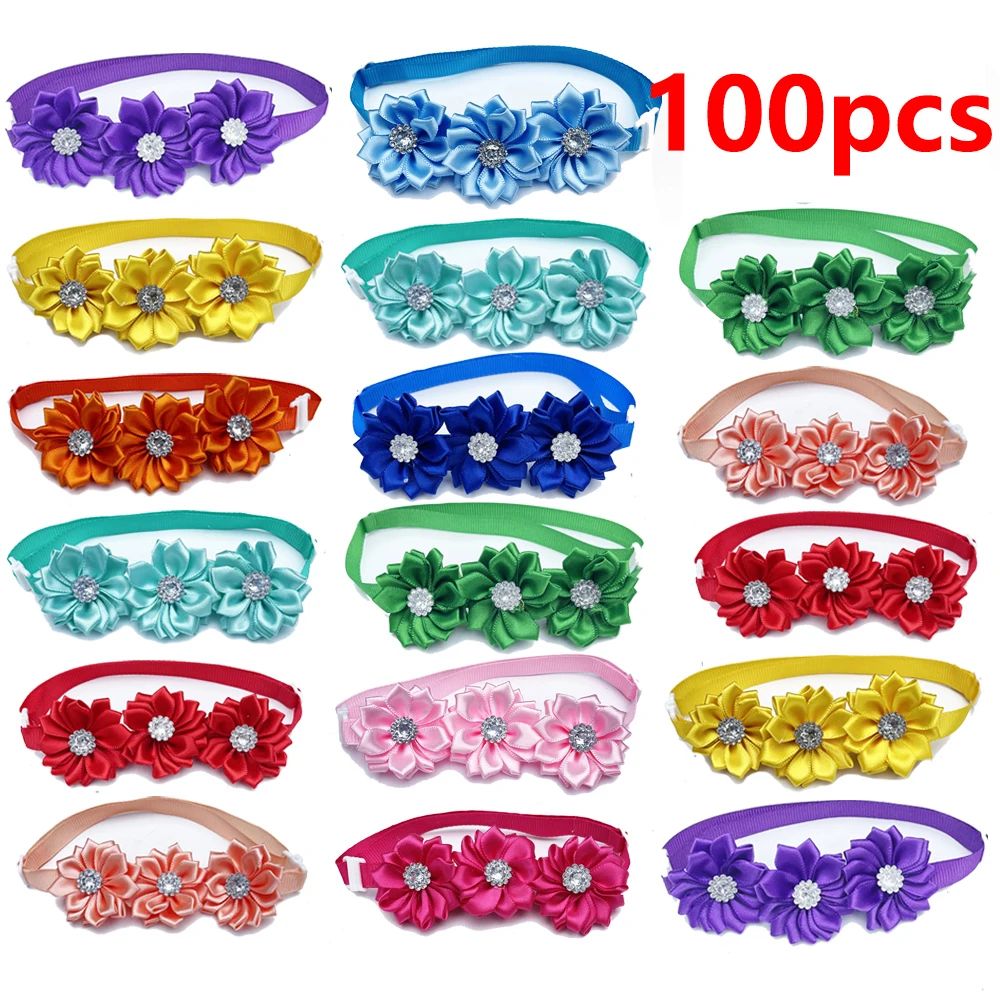 Dog Bow Tie And Flower Collar Accessory Set 8