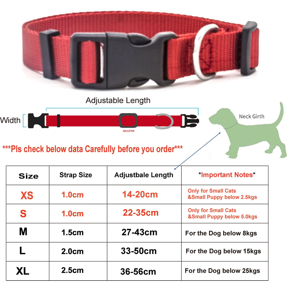 Adjustable Nylon Pet Collar For Dogs And Cats 7