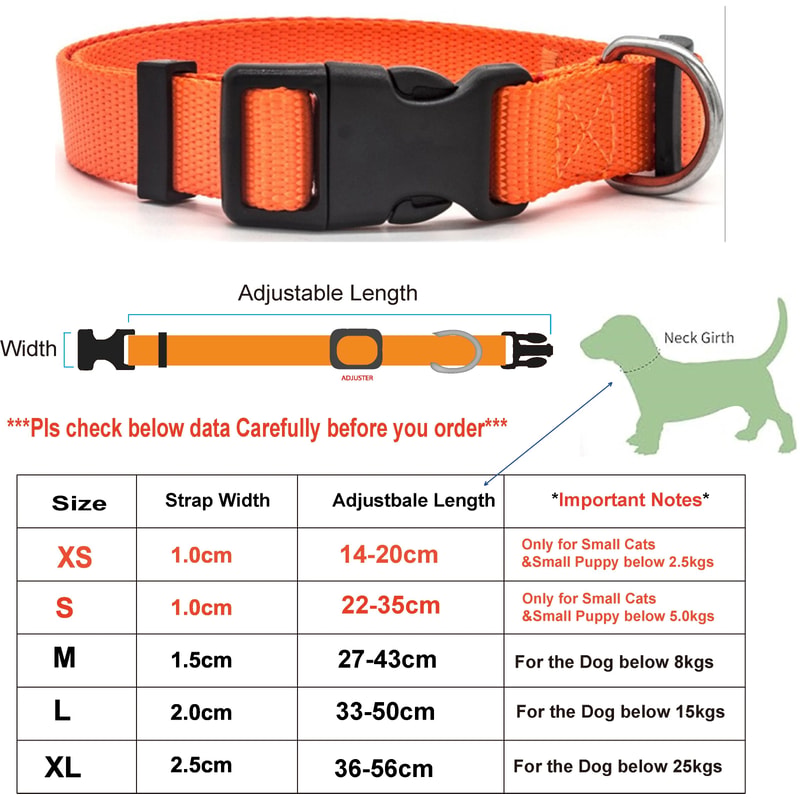 Adjustable Nylon Pet Collar For Dogs And Cats 8