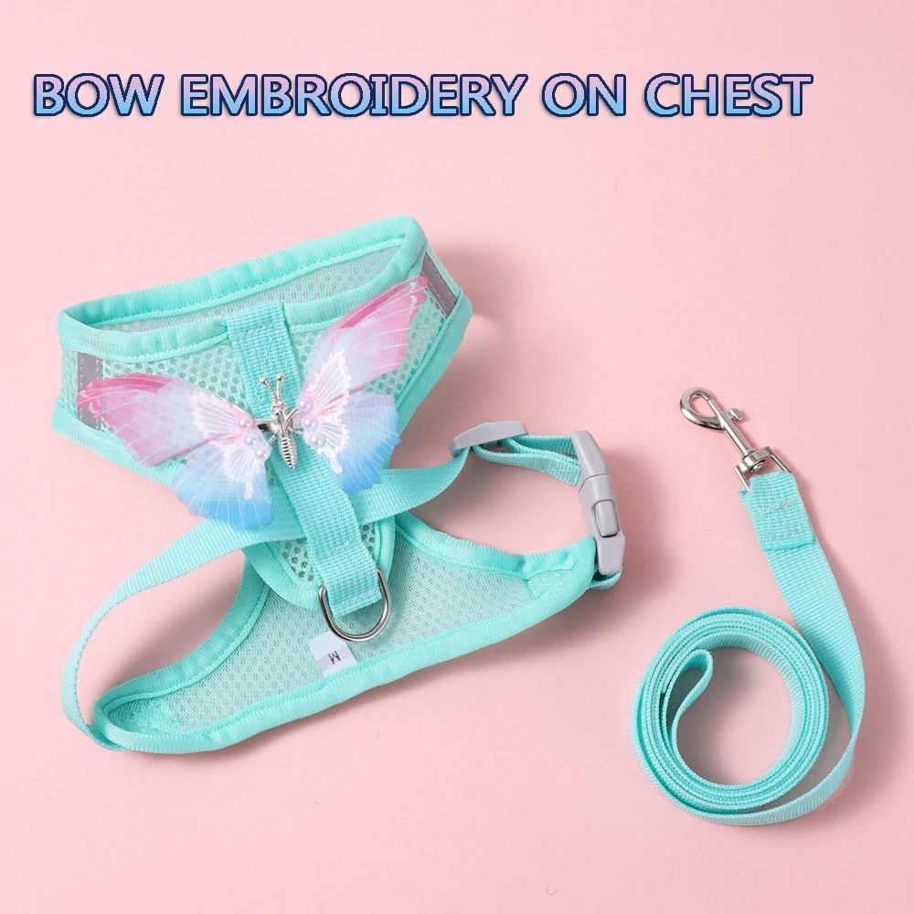 Breathable Butterfly Pet Harness And Leash Set 6