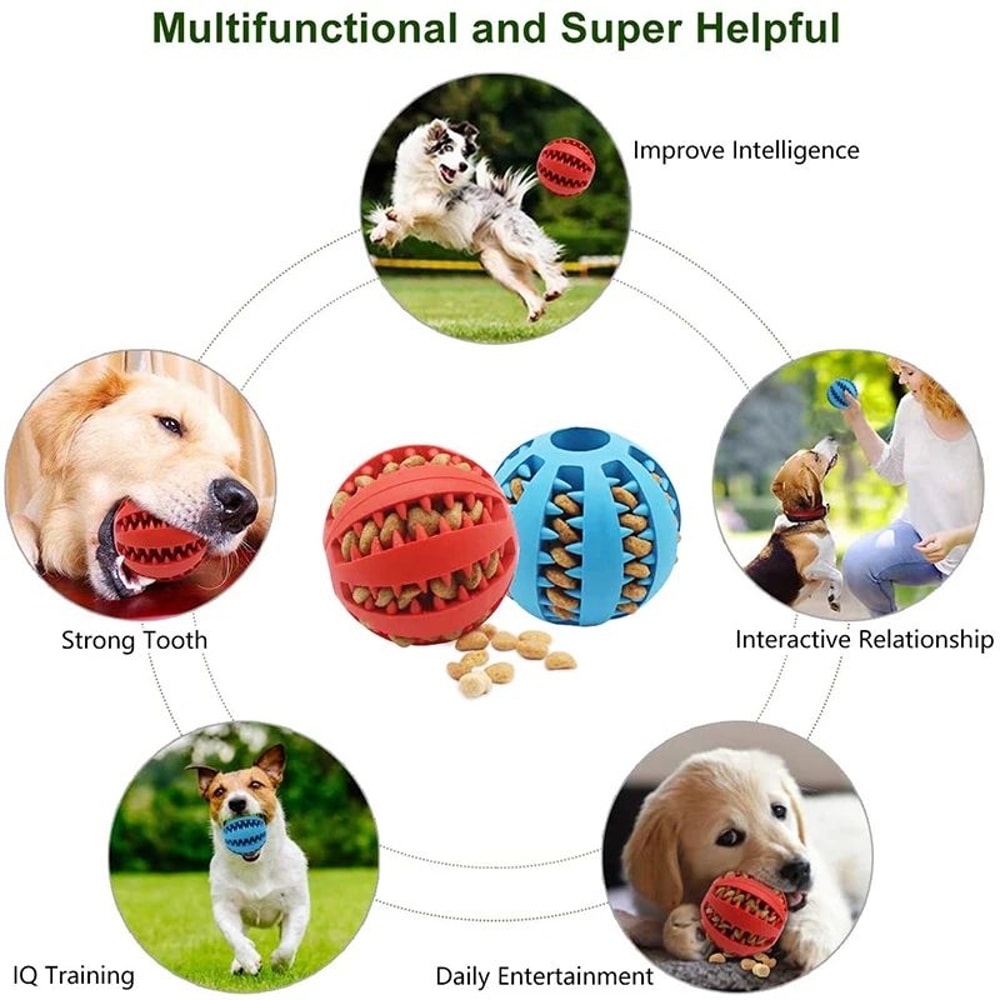Interactive Treat Dispensing Rubber Dog Ball Toy 3