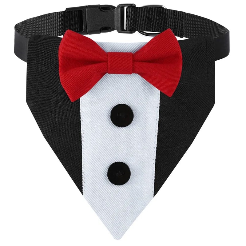 Elegant Pet Wedding Collar With Bow Tie Bandana 9