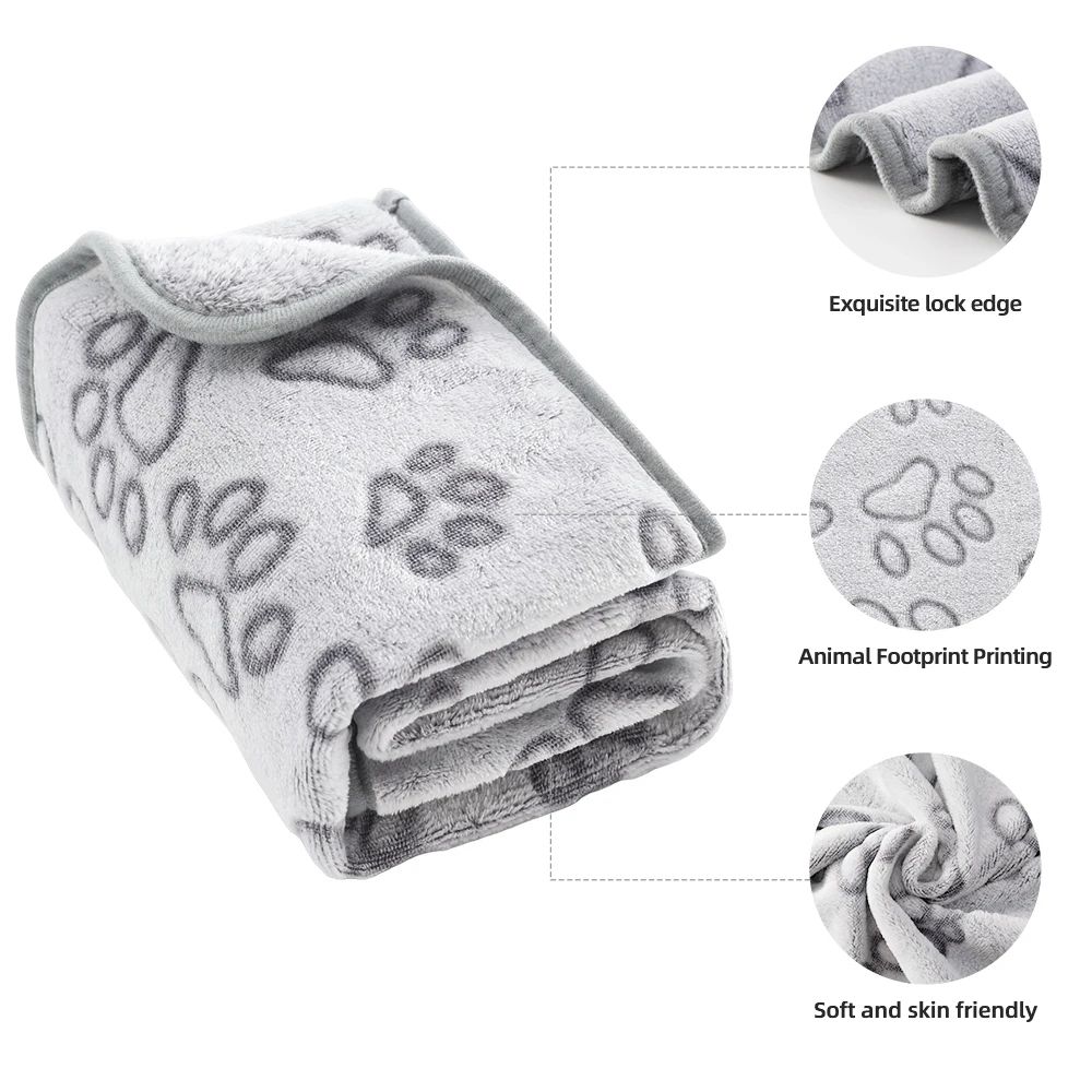 Cozy Paw Print Plush Pet Blanket Bed Mat 1