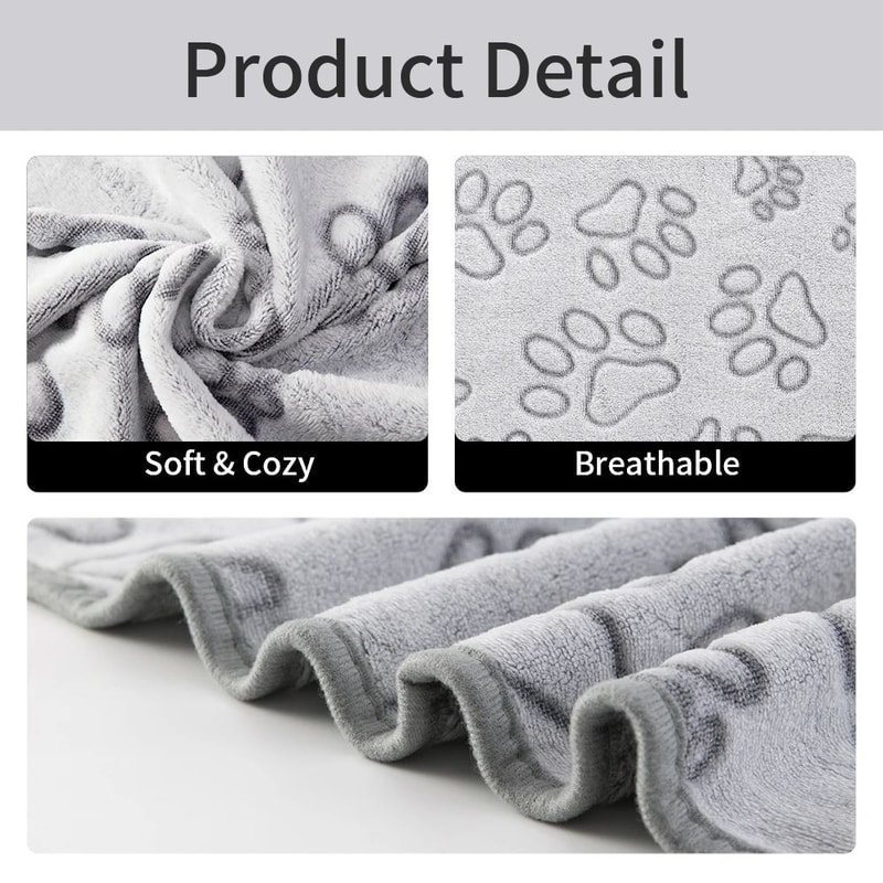 Cozy Paw Print Plush Pet Blanket Bed Mat 4