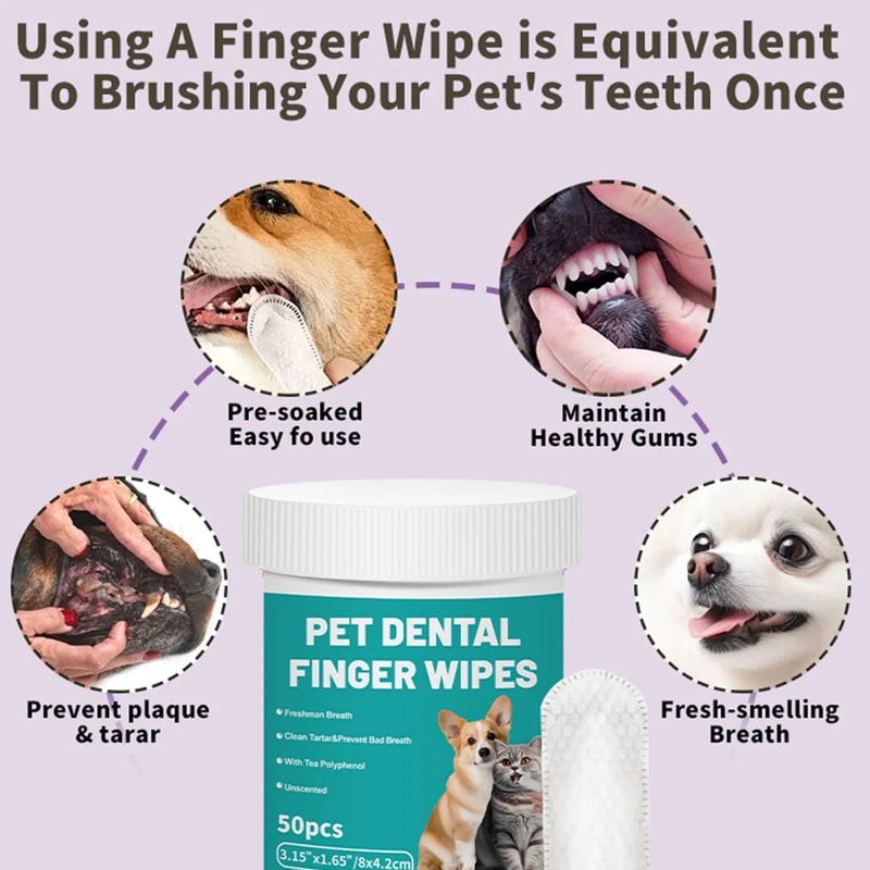 Disposable Pet Teeth Cleaning Finger Wipes Set 4