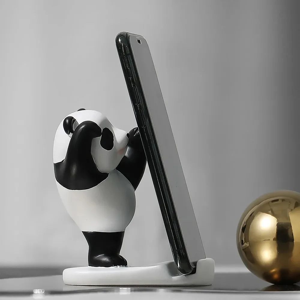 Cute Panda Phone Holder Resin Desk Figurine 6
