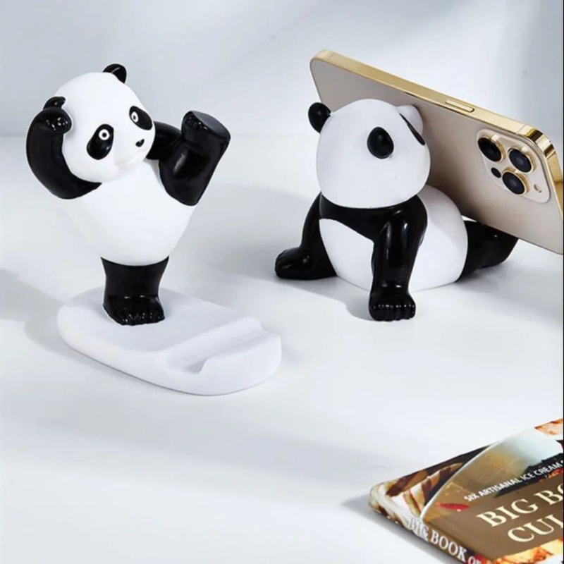 Cute Panda Phone Holder Resin Desk Figurine 7