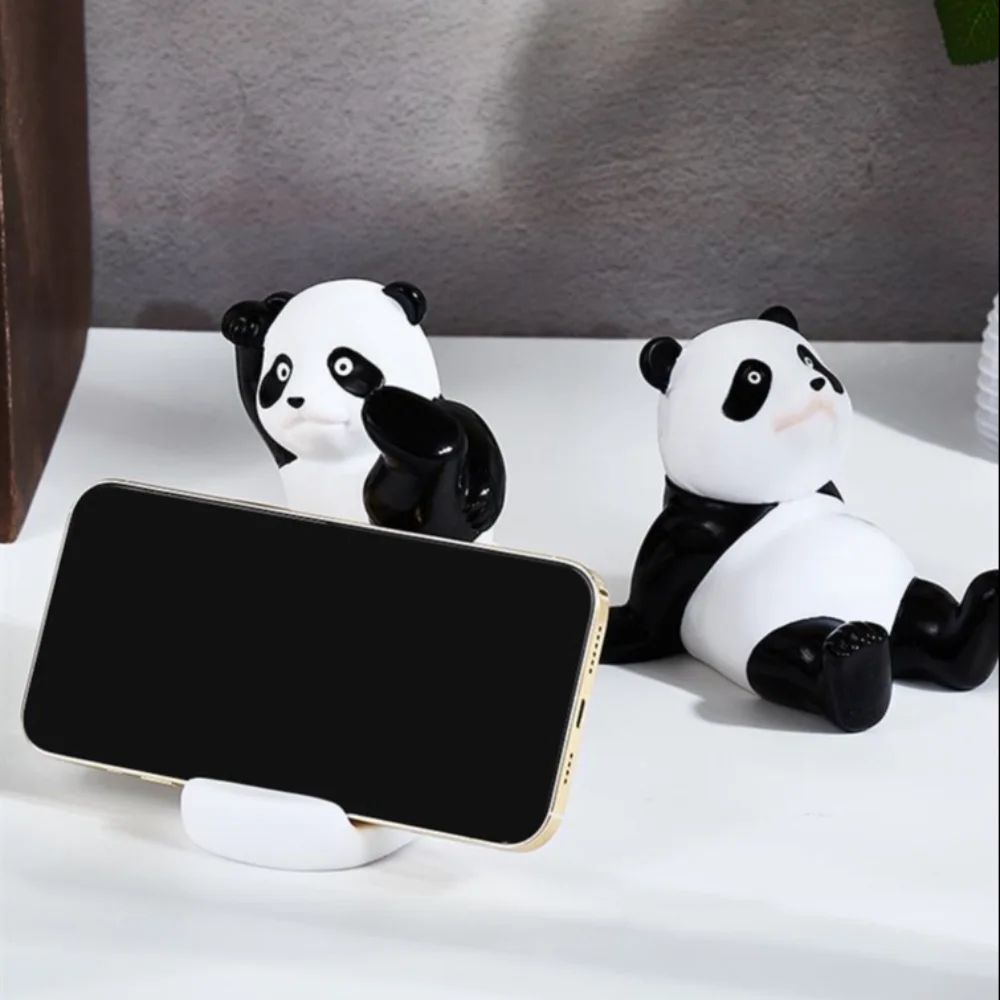 Cute Panda Phone Holder Resin Desk Figurine 8