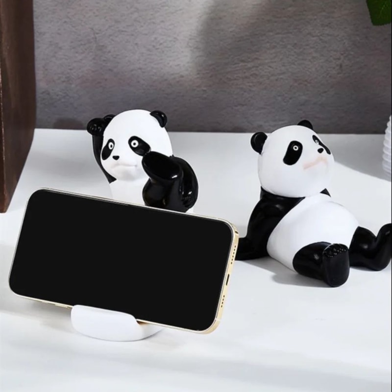 Cute Panda Phone Holder Resin Desk Figurine 8