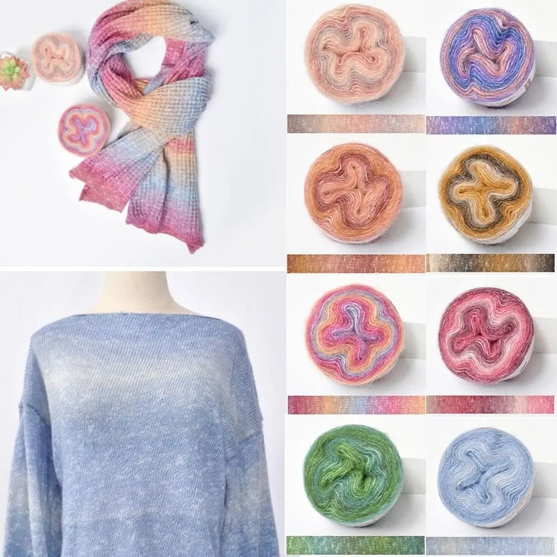 Rainbow Gradient Organic Cotton Crochet Yarn 6