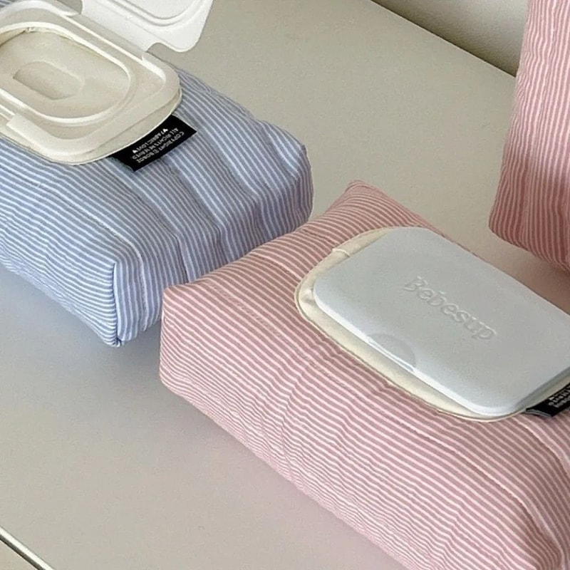 Striped Quilted Wet Wipe Pouch Tissue Organizer 7