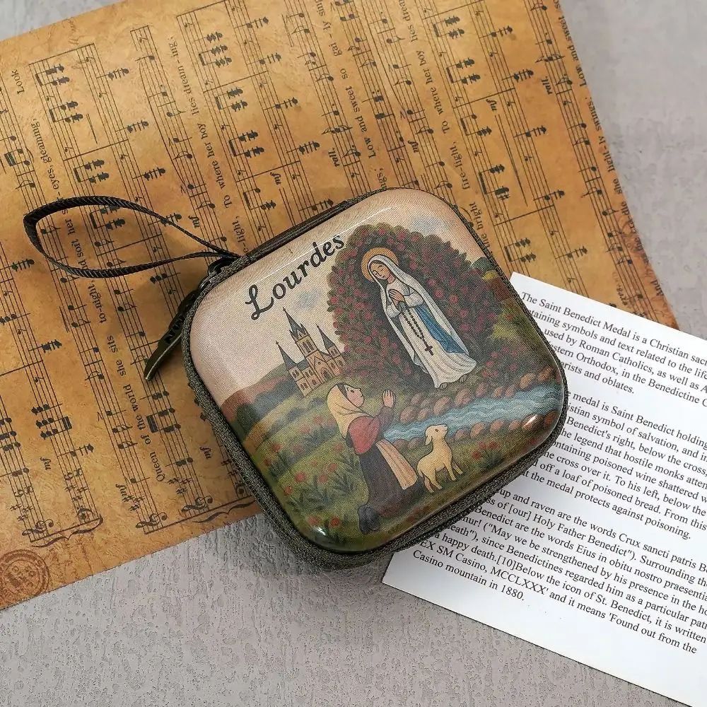 Portable Virgin Mary Rosary Storage Bag With Zipper 1