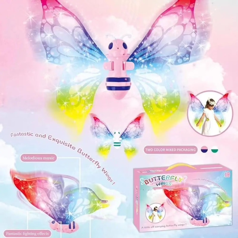 LED Light Up Fairy Wings For Girls Kids Costume 8