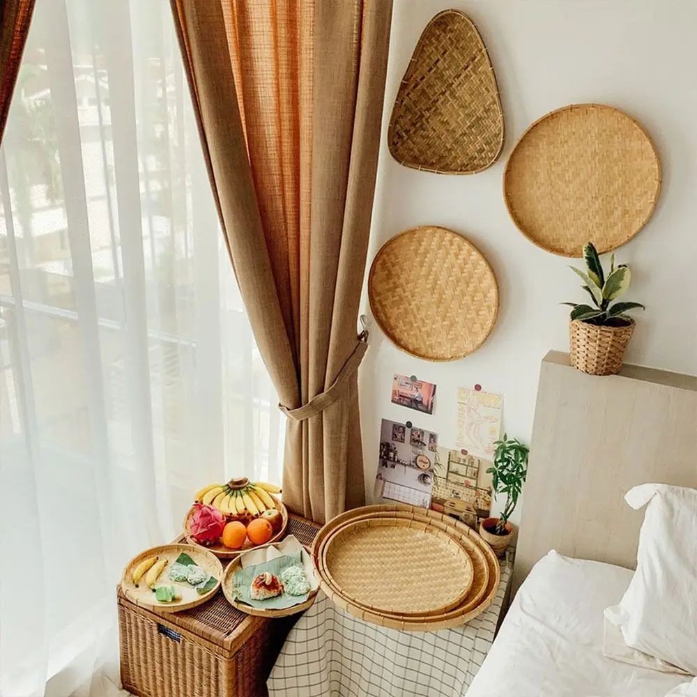 Handwoven Bamboo Fruit Bread Basket Storage Tray 6
