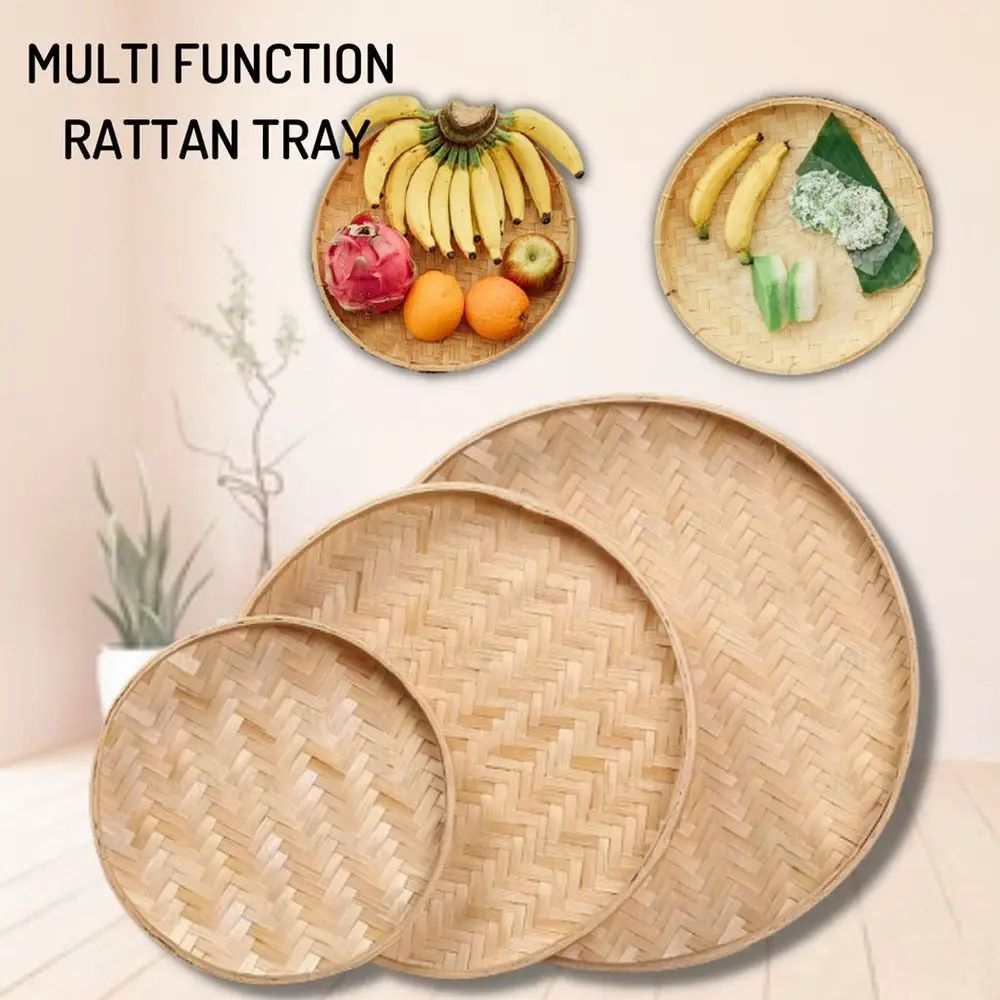 Handwoven Bamboo Fruit Bread Basket Storage Tray 7