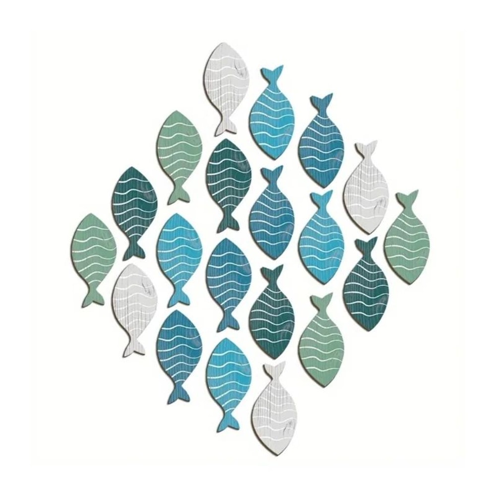Wooden Fish Coastal Beach Wall Decor Set 7