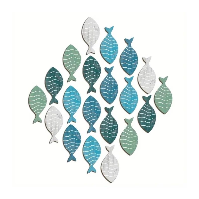 Wooden Fish Coastal Beach Wall Decor Set 7