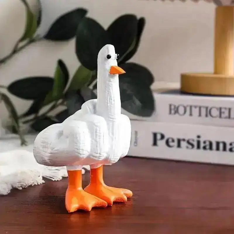 Creative Middle Finger Duck Resin Statue 0