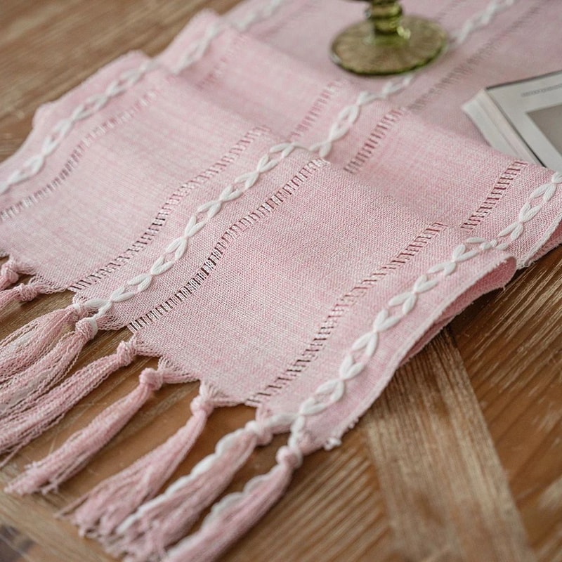 Green Boho Farmhouse Table Runner 6