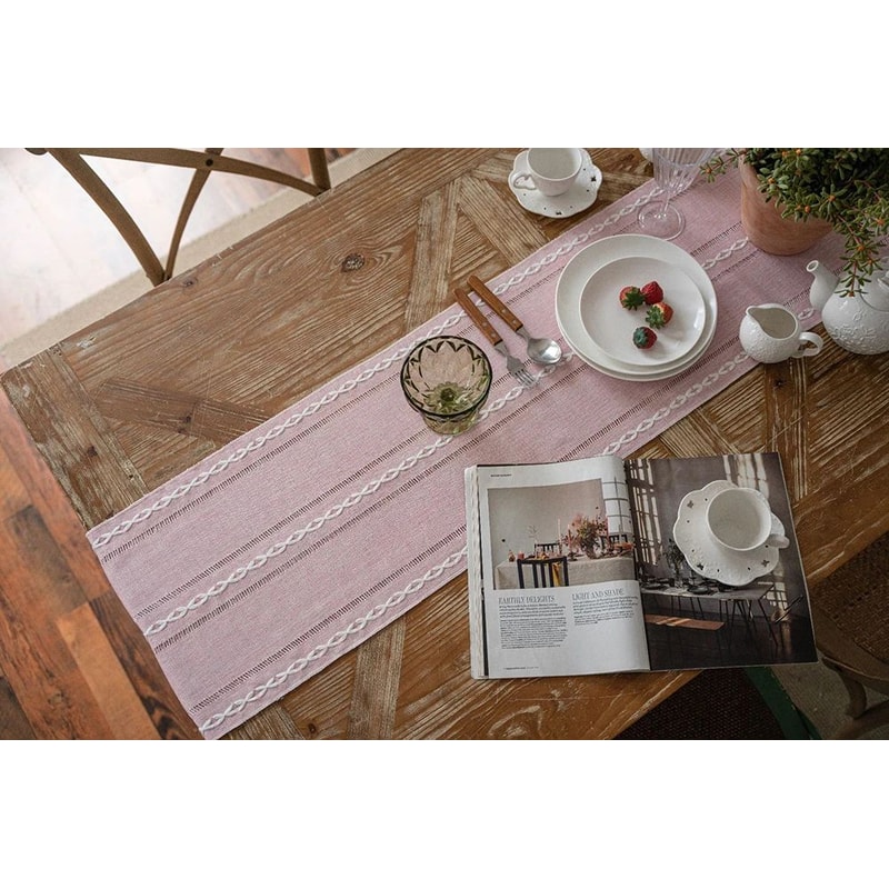 Green Boho Farmhouse Table Runner 8