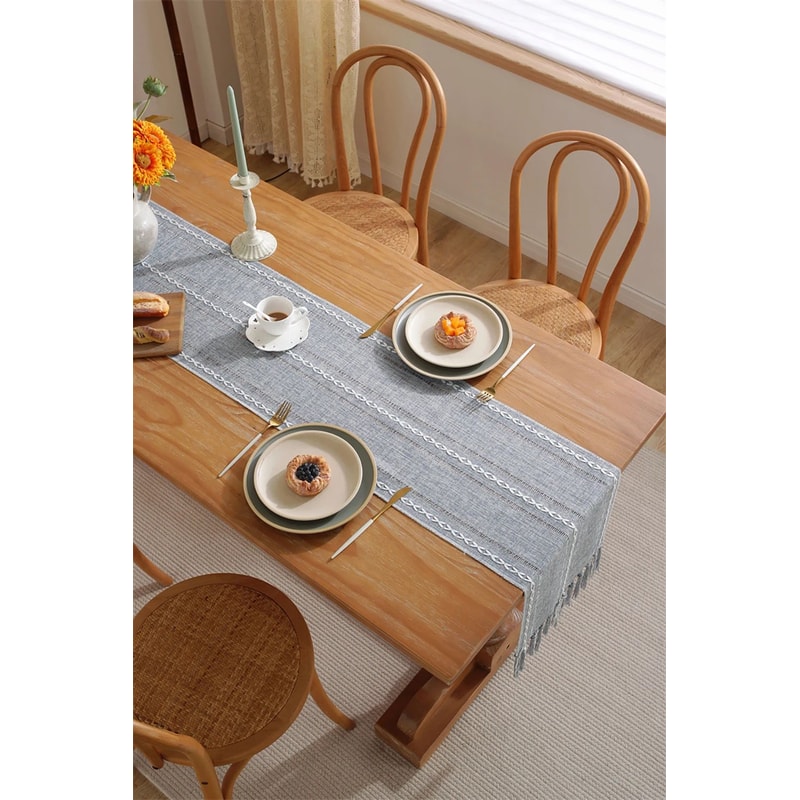 Green Boho Farmhouse Table Runner 9