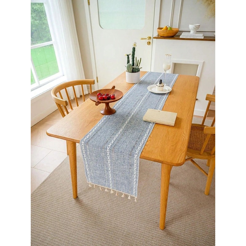 Green Boho Farmhouse Table Runner 10