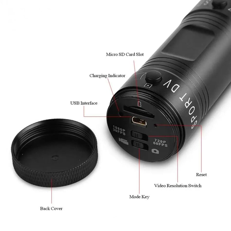 FHD 1080P Mini Sports Action Camera With Flashlight 8