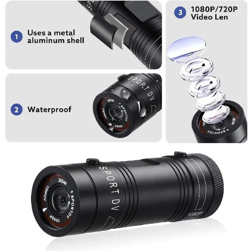 FHD 1080P Mini Sports Action Camera With Flashlight 12
