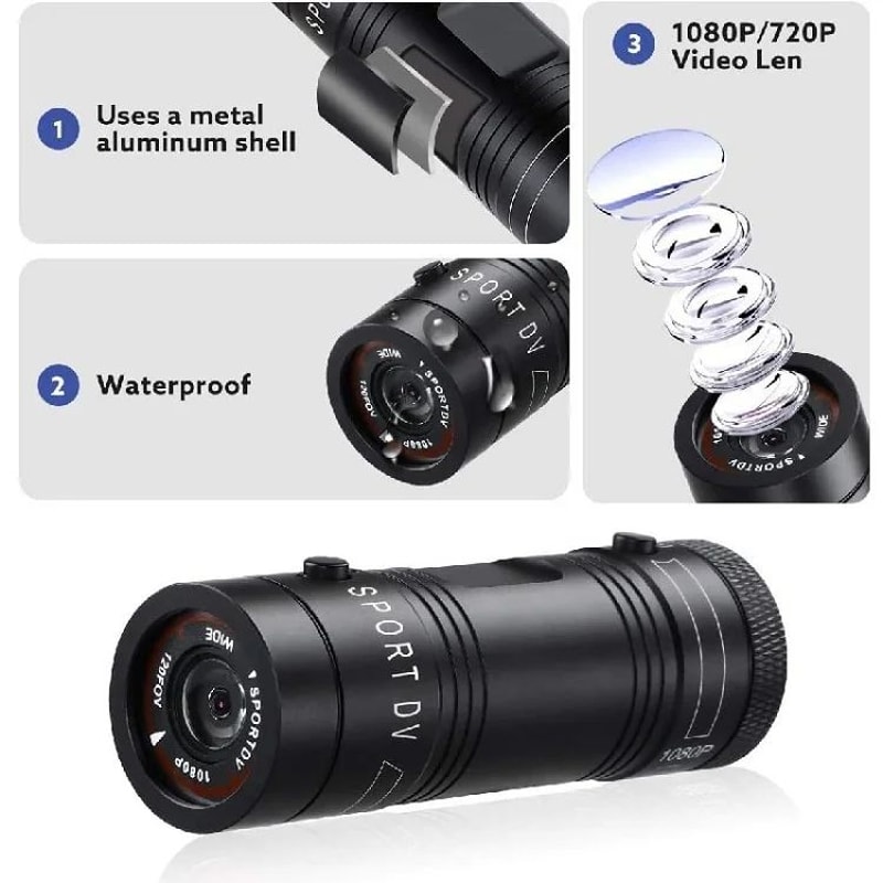 FHD 1080P Mini Sports Action Camera With Flashlight 12
