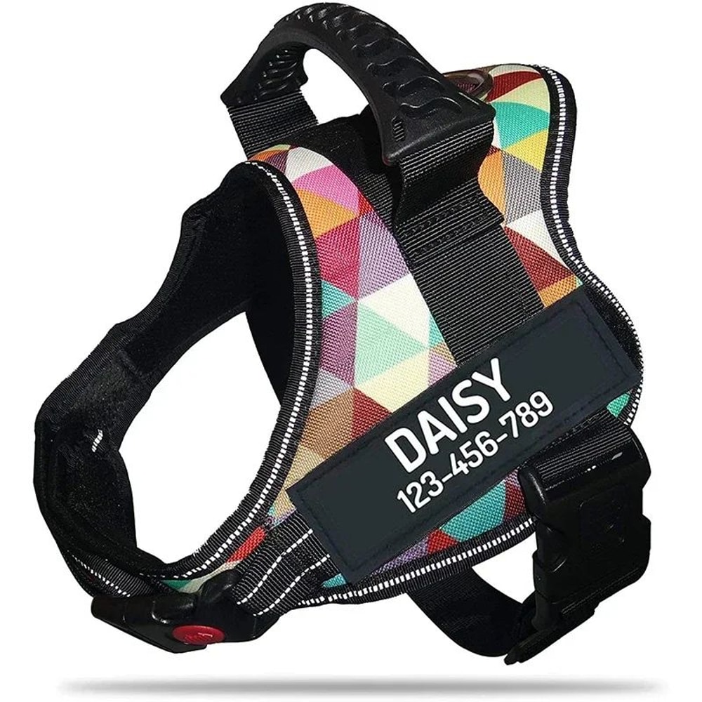 Adjustable Nylon Dog Harness With Custom ID Tag 14
