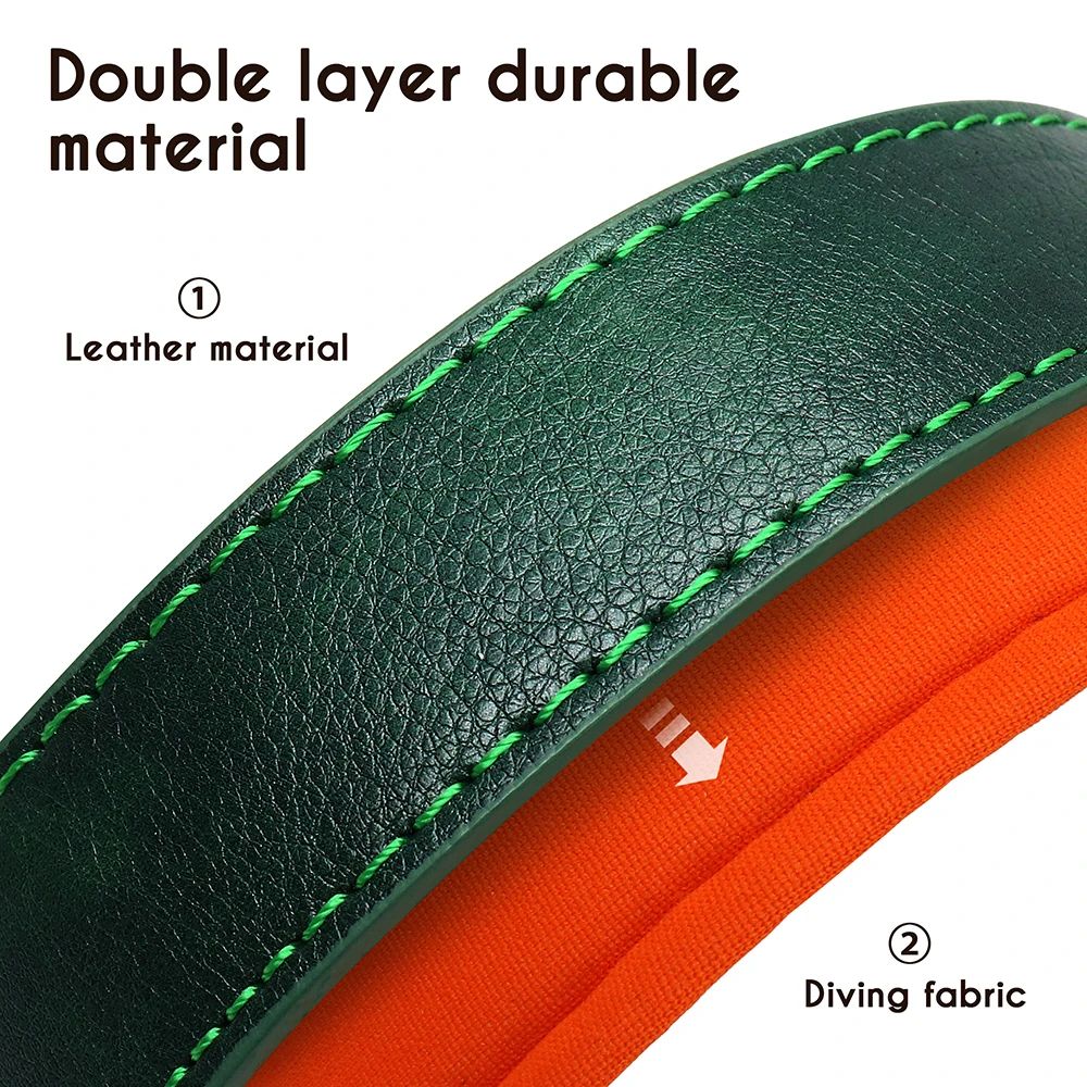 Custom PU Leather Dog Collar With Engraved Nameplate 4