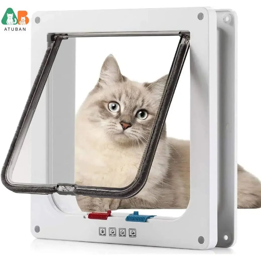 ATUBAN 4 Way Locking Weatherproof Cat Door Flap 6