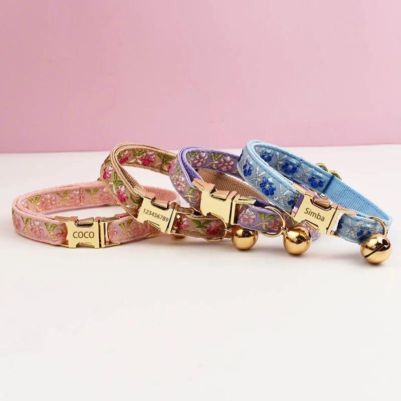 Personalized Cute Cat Collar And Leash Set With Bell 3