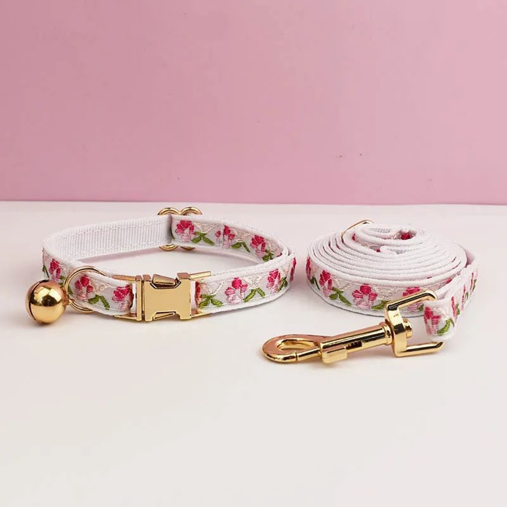 Personalized Cute Cat Collar And Leash Set With Bell 8