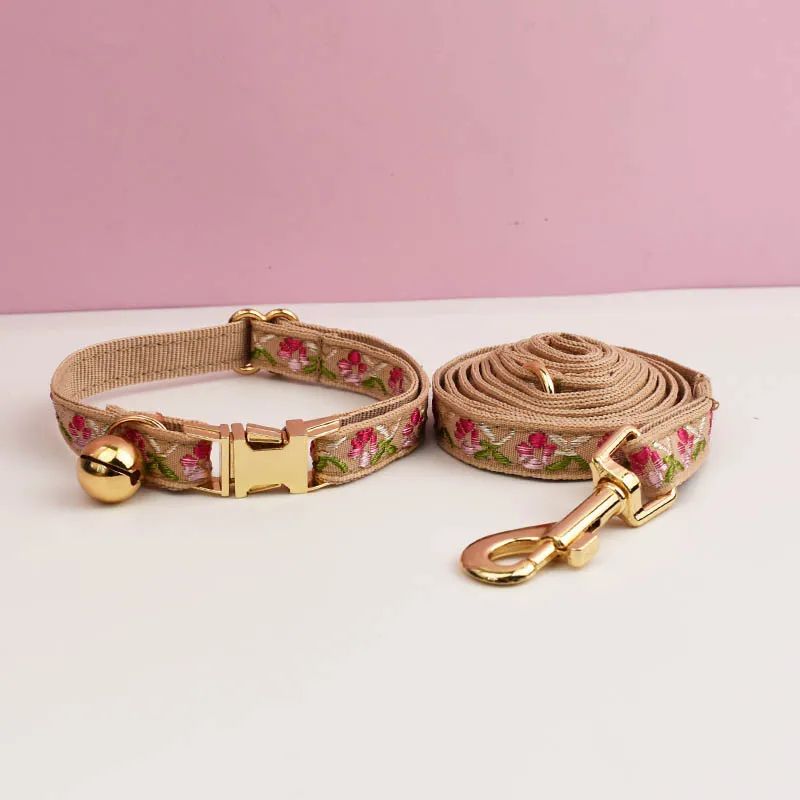 Personalized Cute Cat Collar And Leash Set With Bell 16
