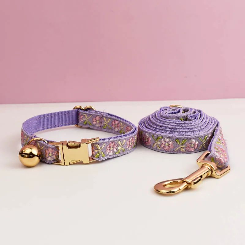 Personalized Cute Cat Collar And Leash Set With Bell 23