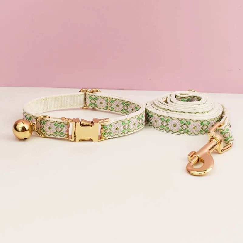 Personalized Cute Cat Collar And Leash Set With Bell 12