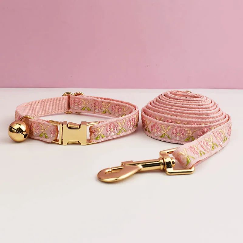 Personalized Cute Cat Collar And Leash Set With Bell 15