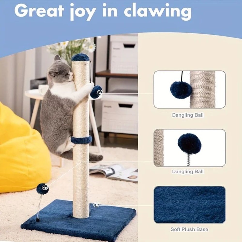 34 Inch Sisal Cat Scratching Post With Hanging Ball 6