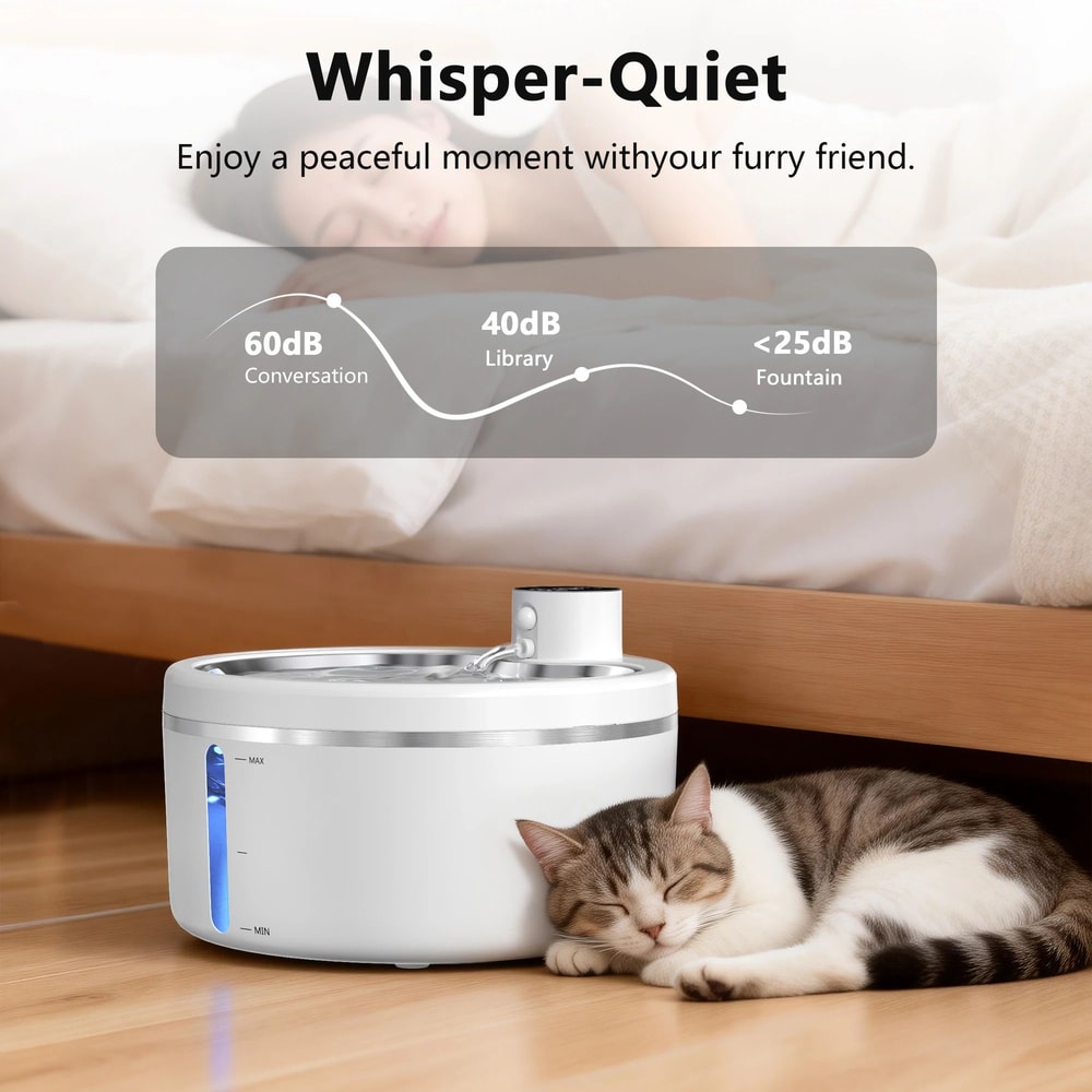 25L Smart Cat Water Fountain With Stainless Steel Tray 8