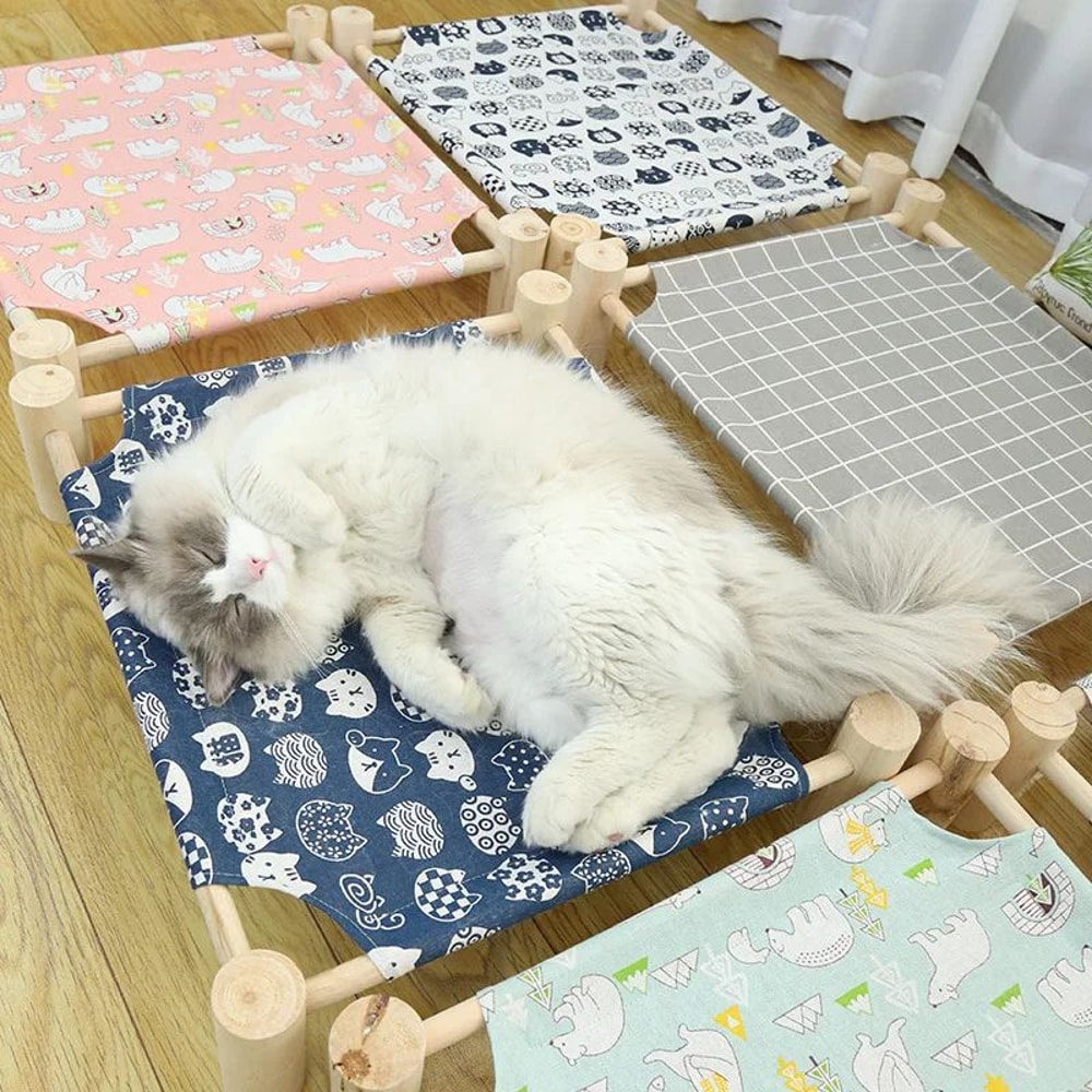 Elevated Wooden Cat Hammock Bed 7