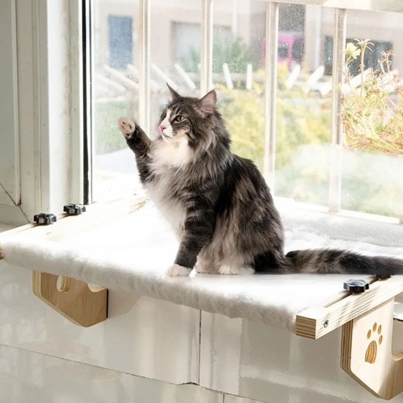 Wooden Frame Cat Window Hammock Bed 0