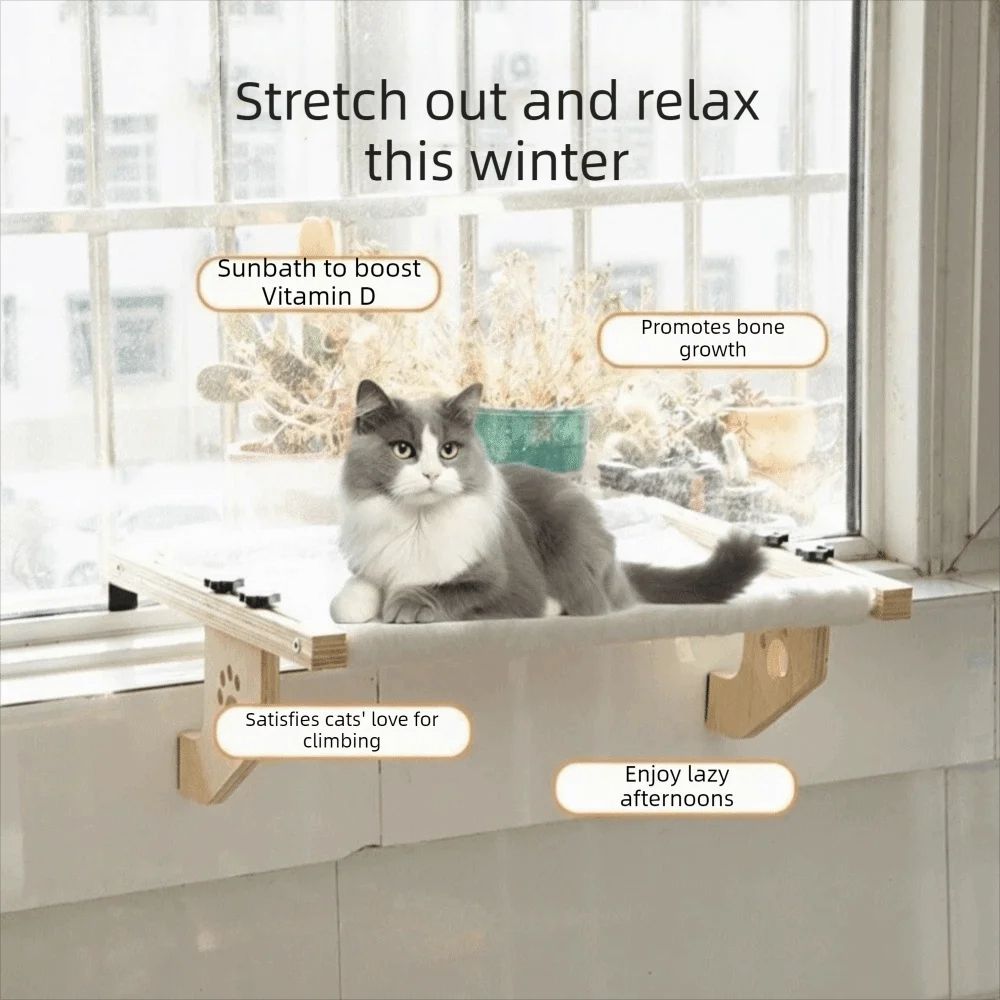 Wooden Frame Cat Window Hammock Bed 7