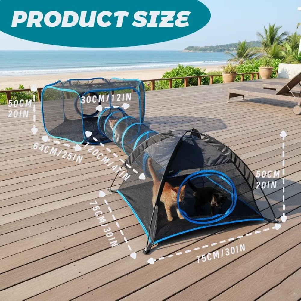3 In 1 Portable Mesh Pet Playhouse With Tunnel 1