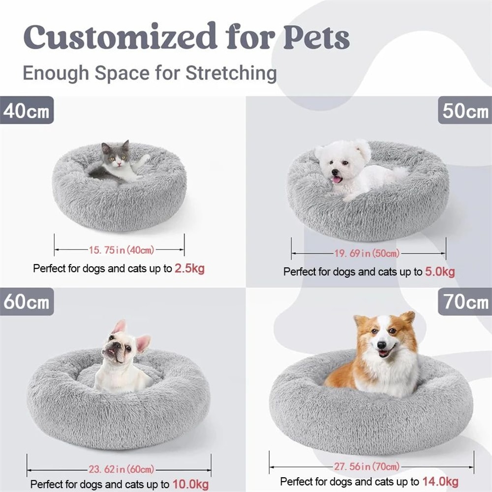Soft Plush Donut Cat And Dog Calming Bed 4