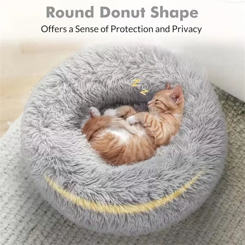 Soft Plush Donut Cat And Dog Calming Bed 6