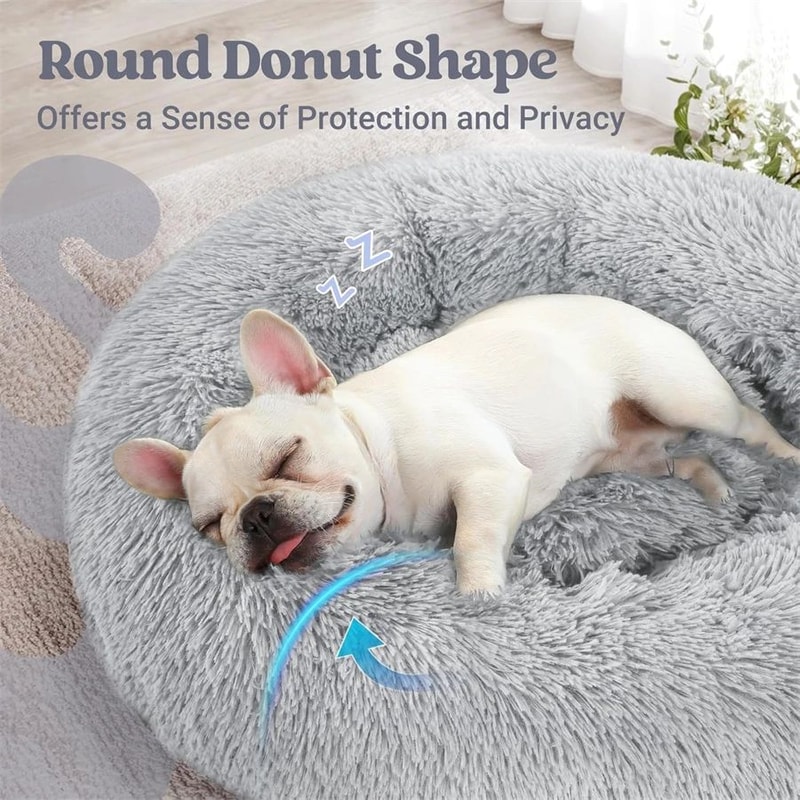 Soft Plush Donut Cat And Dog Calming Bed 11