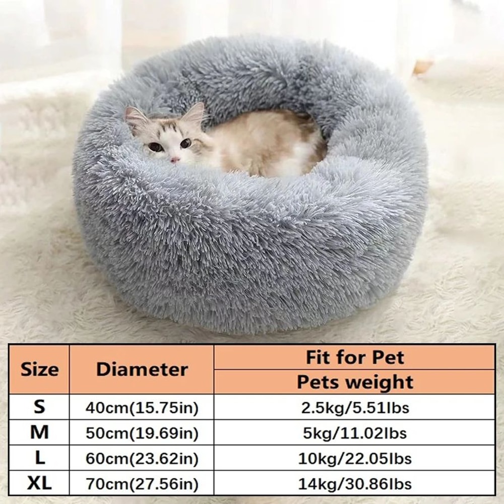 Soft Plush Donut Cat And Dog Calming Bed 12
