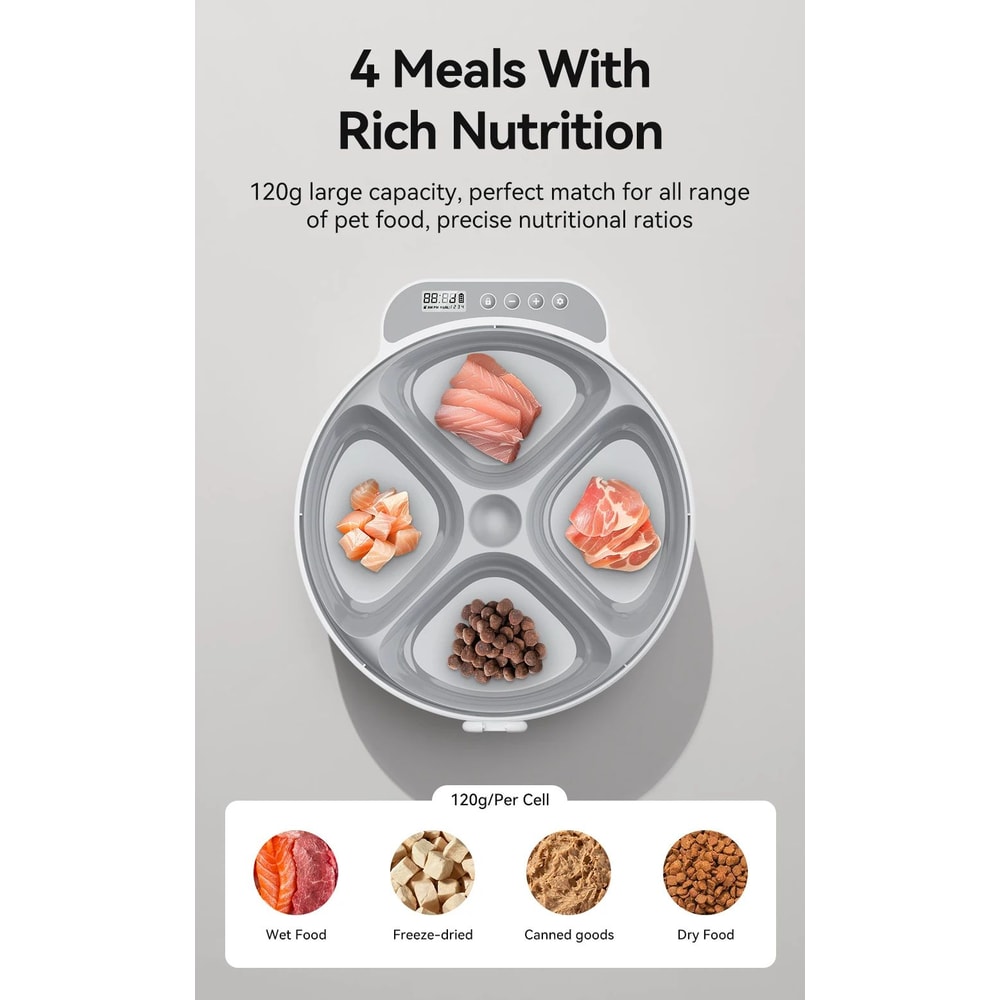 ROJECO Wireless 4 Meal Automatic Pet Feeder 6
