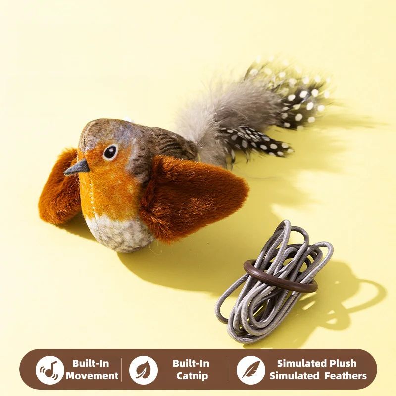 Interactive Plush Bird Sound Cat Toy With Catnip 8